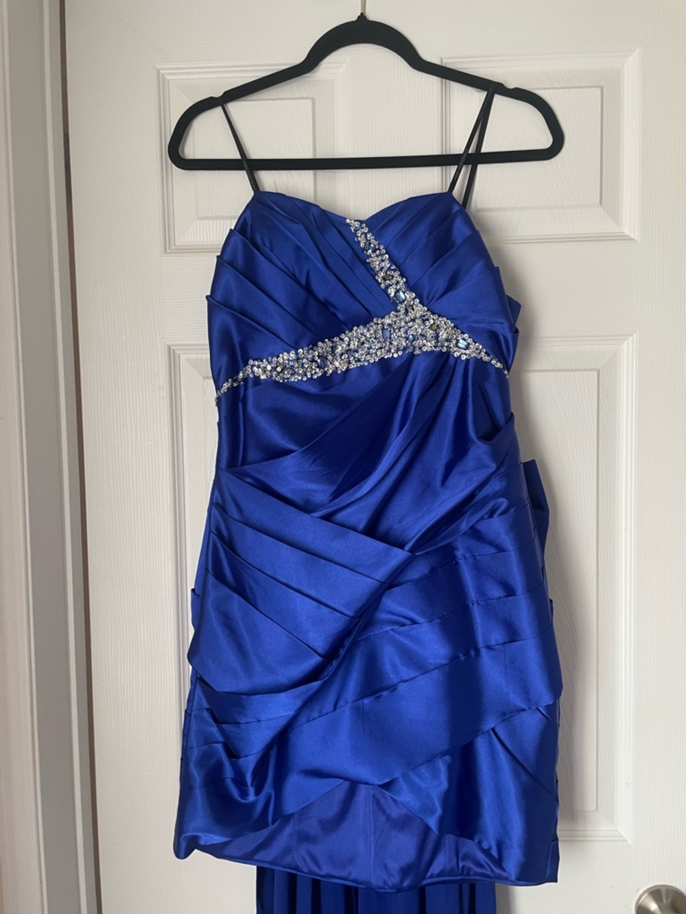 BNWT Royal Blue Beaded Cocktail Dress with Detachable Train